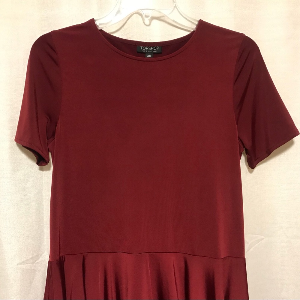 Topshop Burgundy Short Sleeve Blouse-Size 6 - Picture 5 of 6